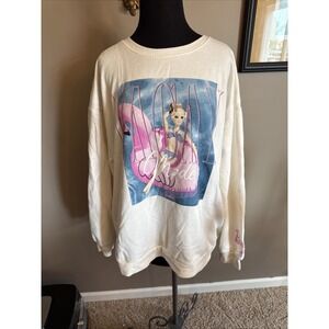 New Barbie Women's XXL Cream Pink Sweatshirt Vacay Mode